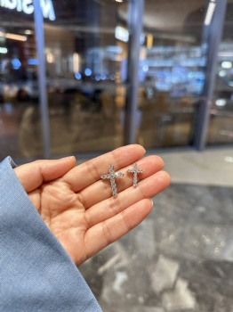 Pt950 Platinum Fashion Cross Lab‑Grown Diamond Pendant Unisex Cross Necklace Jewelry for Men Women