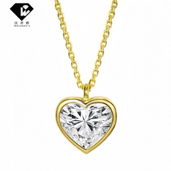 Simple Light‑Luxury 18K Gold Heart‑Shaped Lab‑Grown Diamond Pendant 1CT Love Heart Necklace Jewelry Gift for Girlfriend