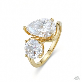 18K Gold Lab-Grown Diamond Toi et Moi Ring